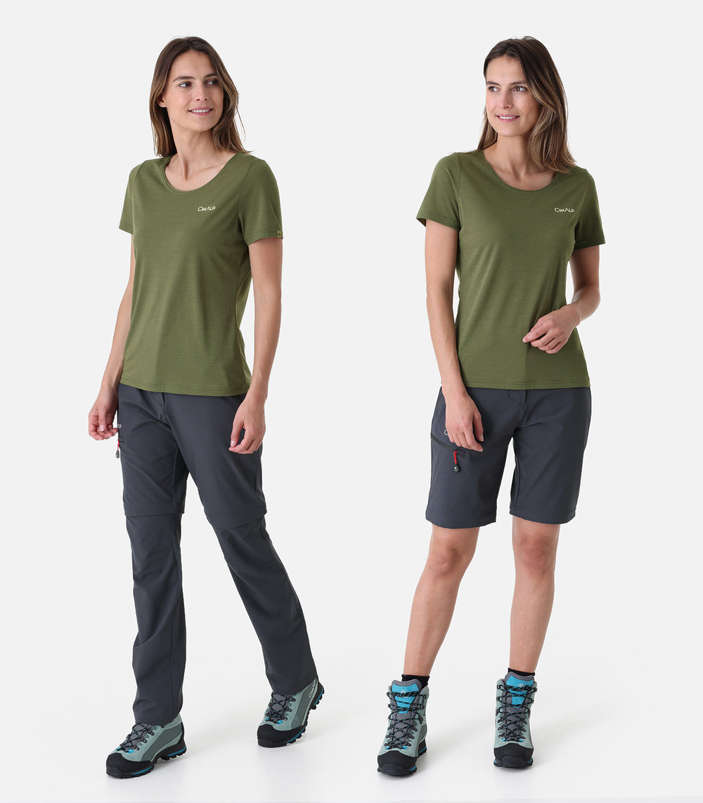 Pantalons / shorts de randonnée 2 en 1 transformables Femme CLARET F