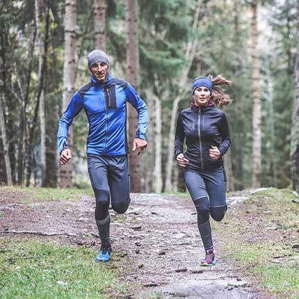 Trail running in the forest